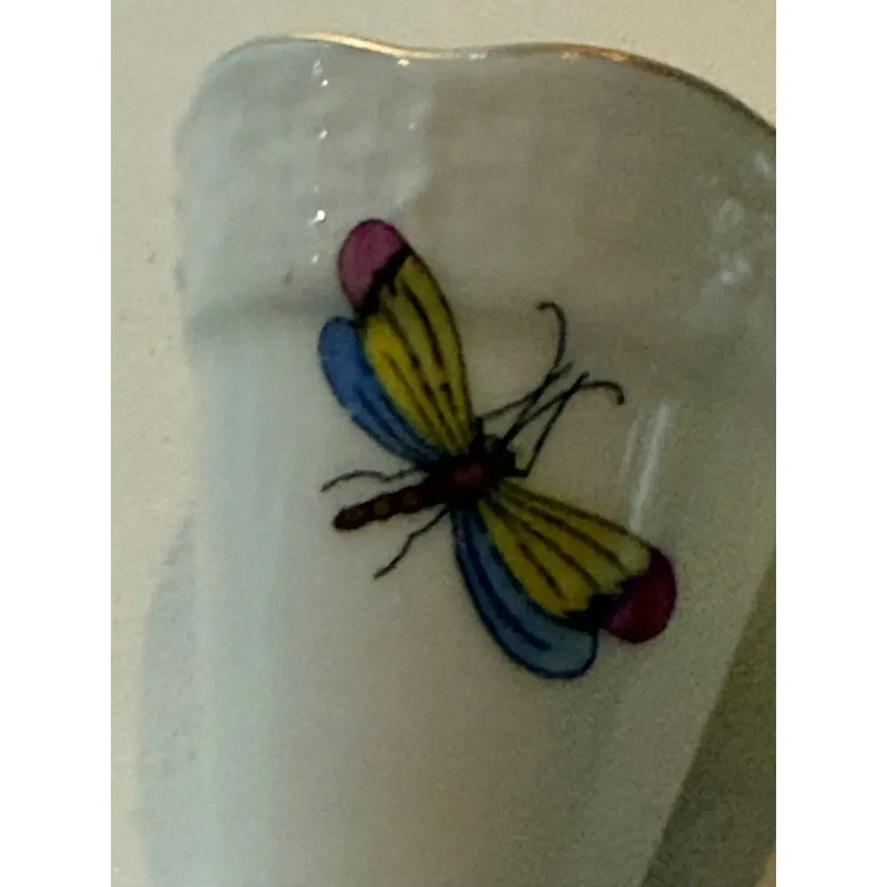 Herend Rothschild Bird Mini Vase Pair 280 RO Hand Painted Porcelain Gold Trim